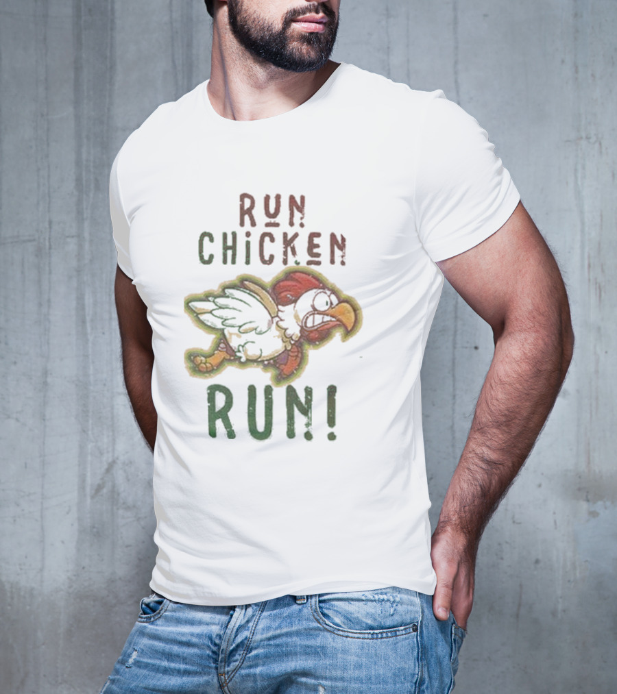 Run Chicken Run Chicken Running With Wings Outstretched T-Shirt