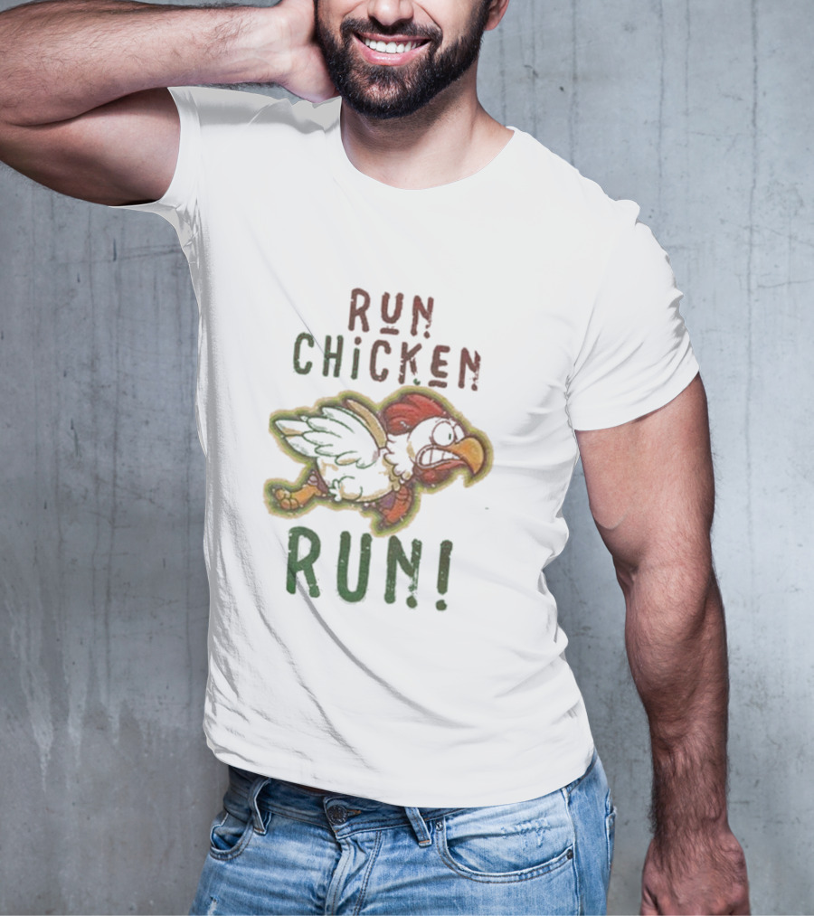 Run Chicken Run Chicken Running With Wings Outstretched T-Shirt