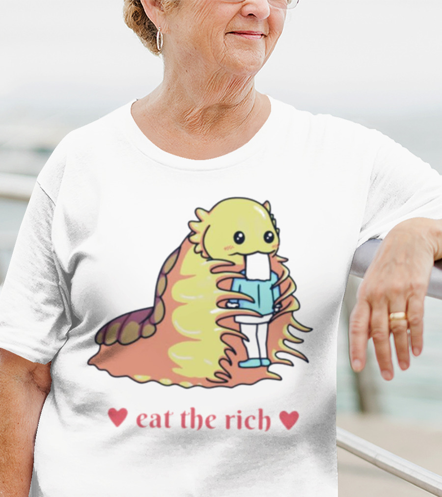 Heart Eat The Rich Space Slug Hugging Person T-Shirt