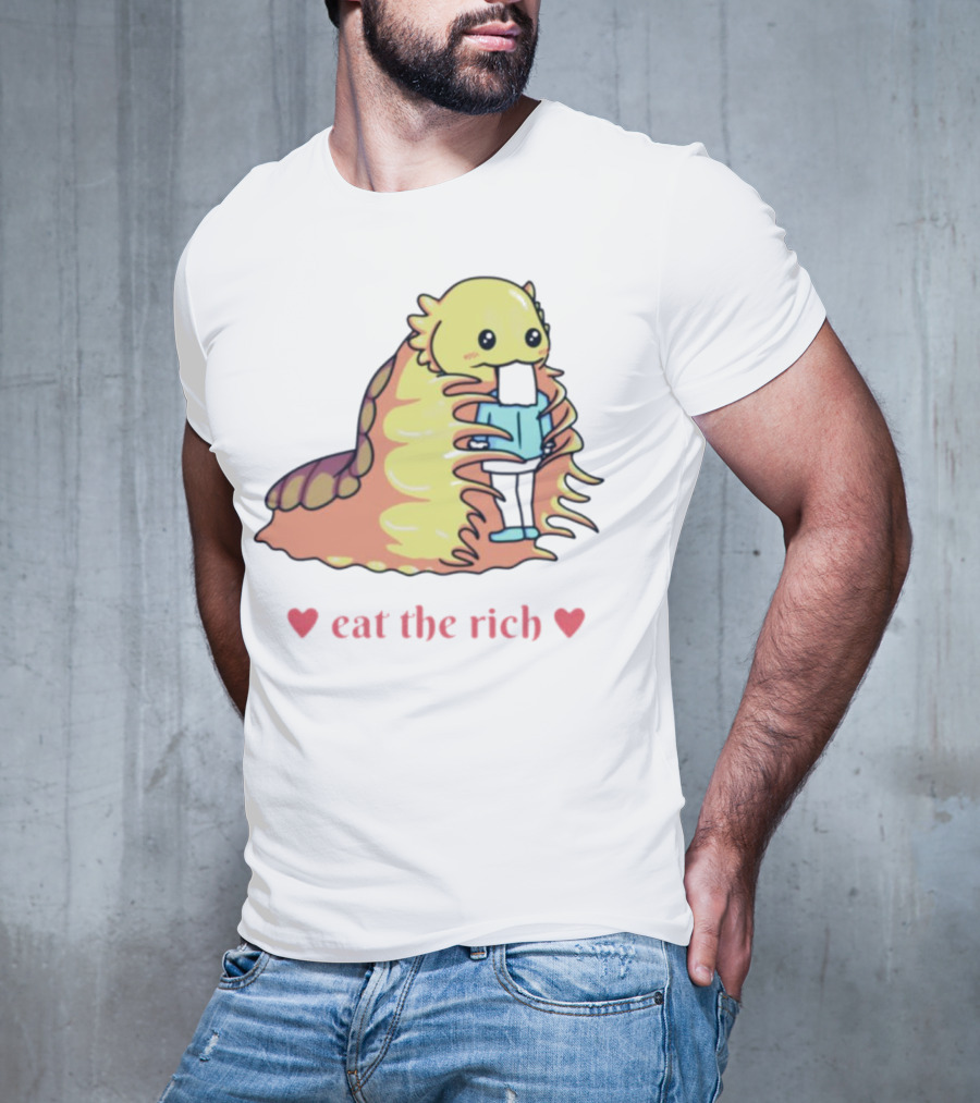 Heart Eat The Rich Space Slug Hugging Person T-Shirt