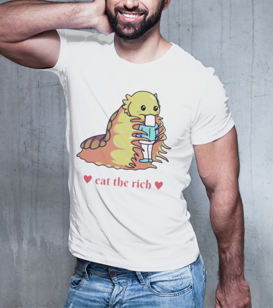 Heart Eat The Rich Space Slug Hugging Person T-Shirt