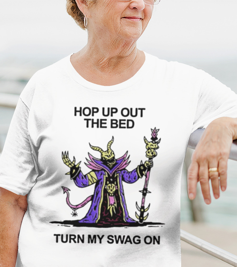 Wizard Of Barge Hop Up Out The Bed Turn My Swag On Mage With Staff And Demon Tail T-Shirt