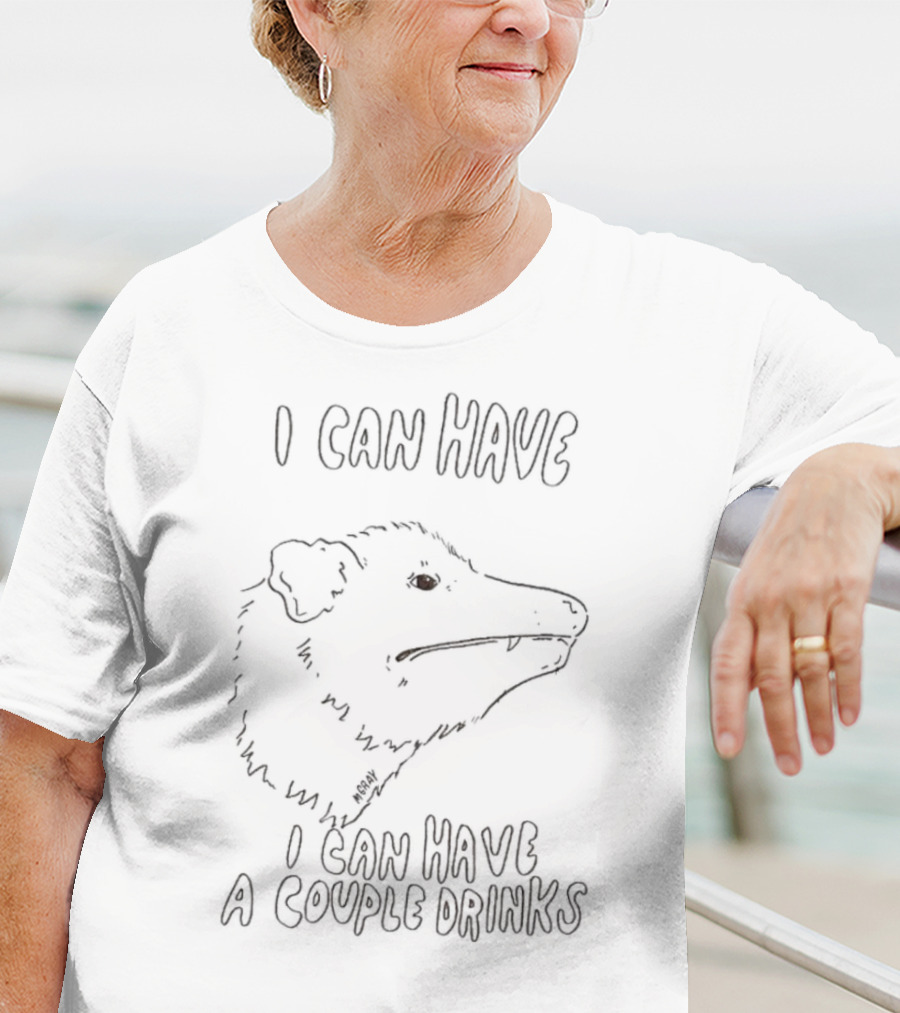 I Can Have A Couple Drinks Opossum Drawing T-Shirt