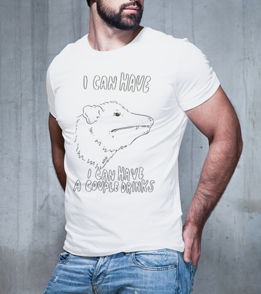I Can Have A Couple Drinks Opossum Drawing T-Shirt