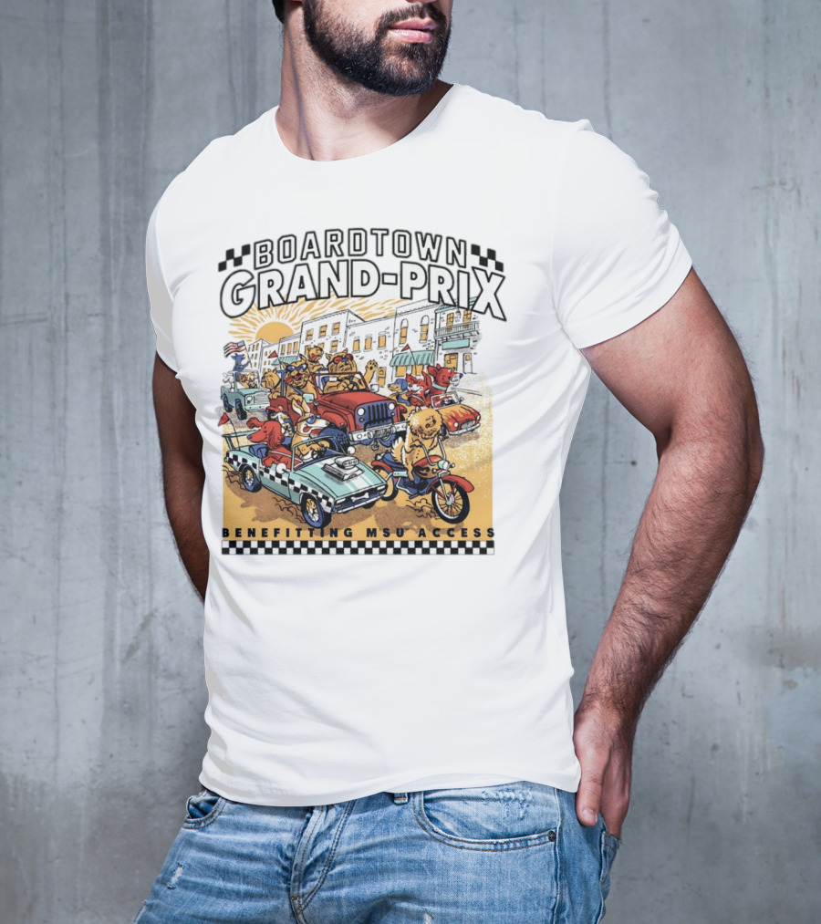 Boardtown Grand-Prix Colorful Animal Parade Benefit MSU Access T-Shirt