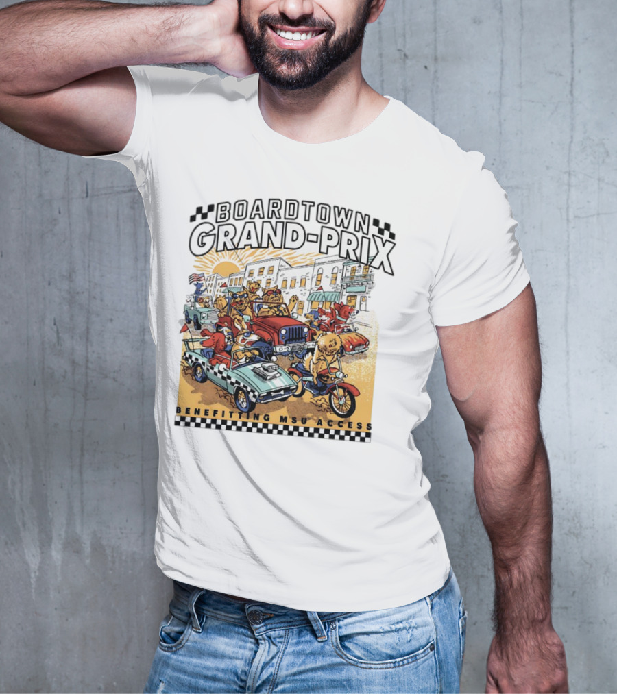 Boardtown Grand-Prix Colorful Animal Parade Benefit MSU Access T-Shirt