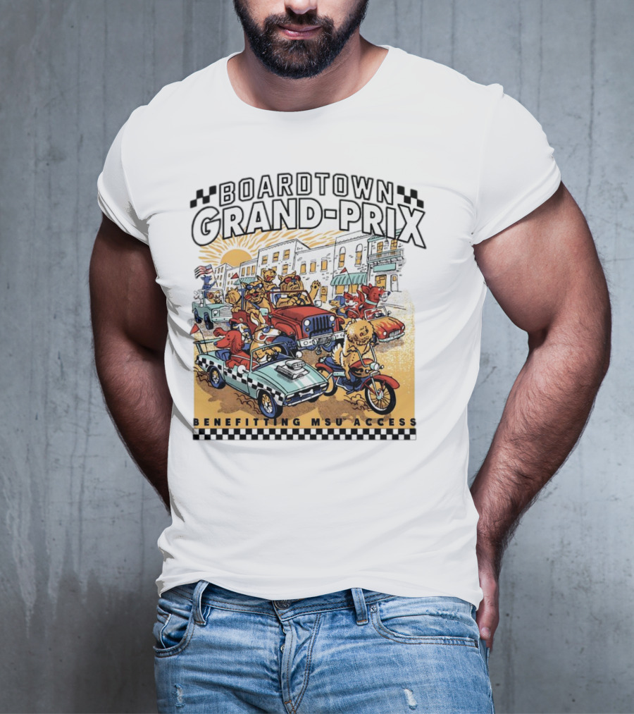 Boardtown Grand-Prix Colorful Animal Parade Benefit MSU Access T-Shirt