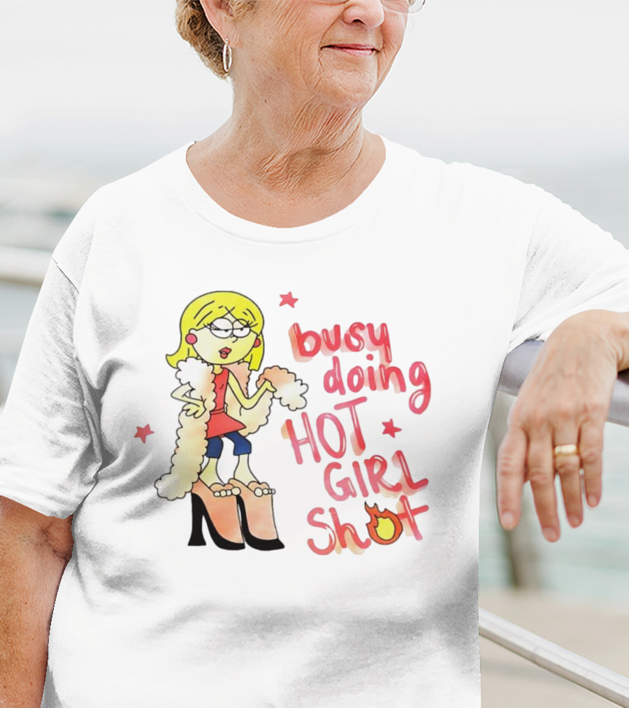 Busy Doing Hot Girl Shot Cartoon Style Fashion Humor T-Shirt