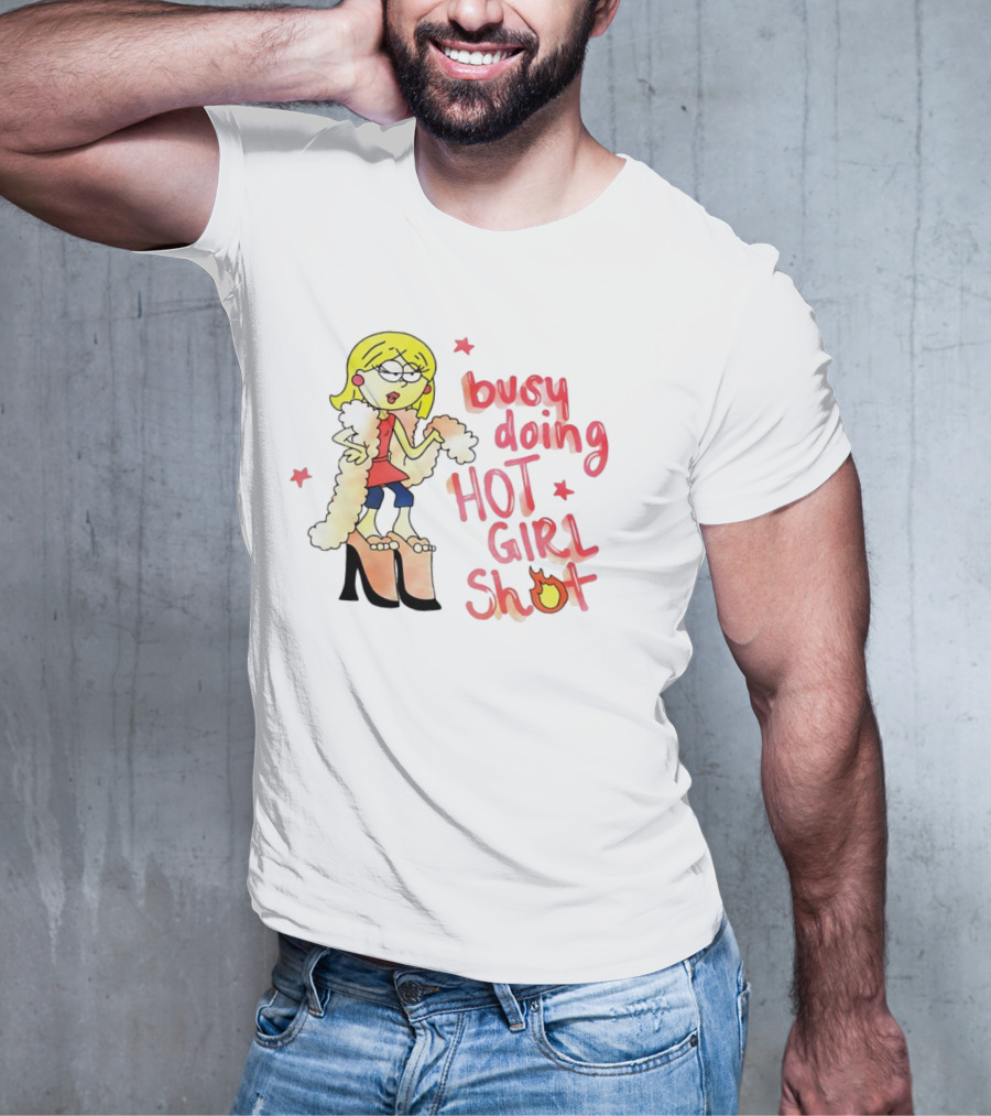 Busy Doing Hot Girl Shot Cartoon Style Fashion Humor T-Shirt