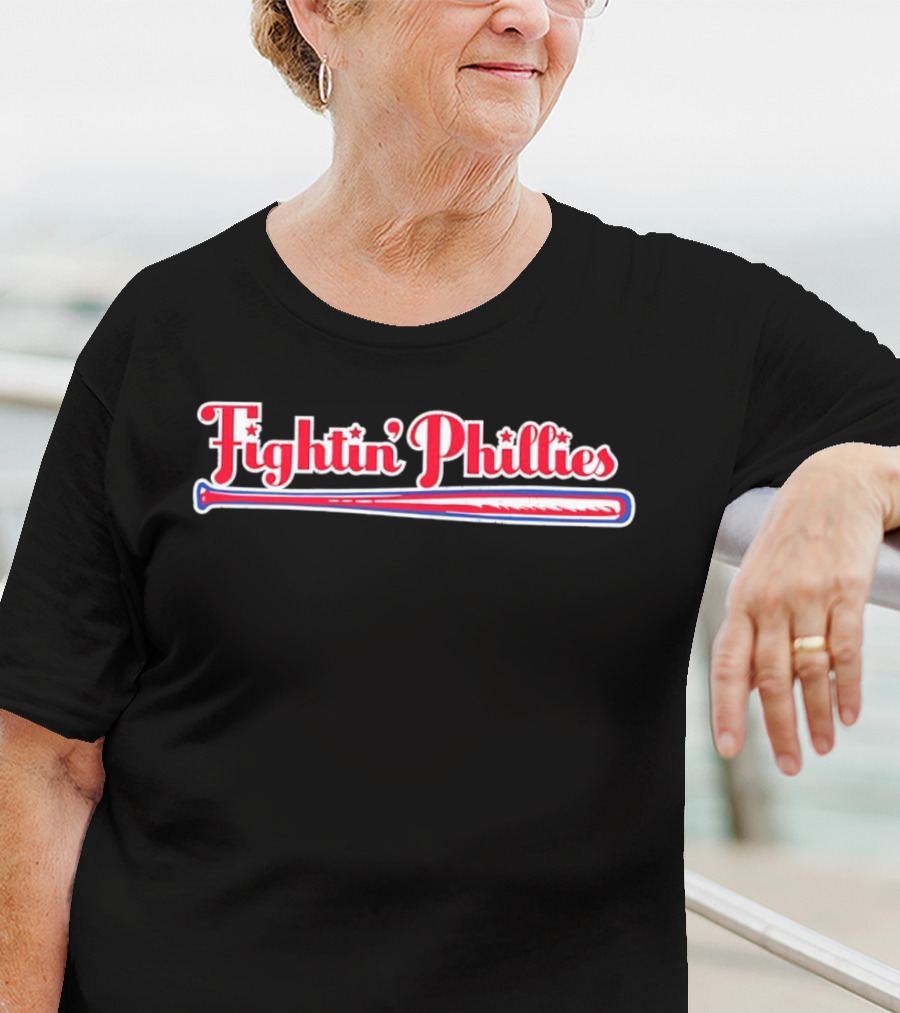 Fightin Phillies Baseball Bat Red Blue Stars T-Shirt