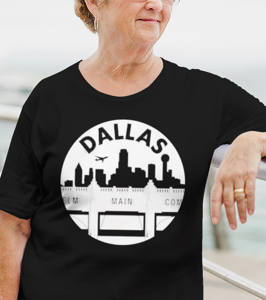 Triple Underpass Elm Main Commerce Dallas Skyline T-Shirt