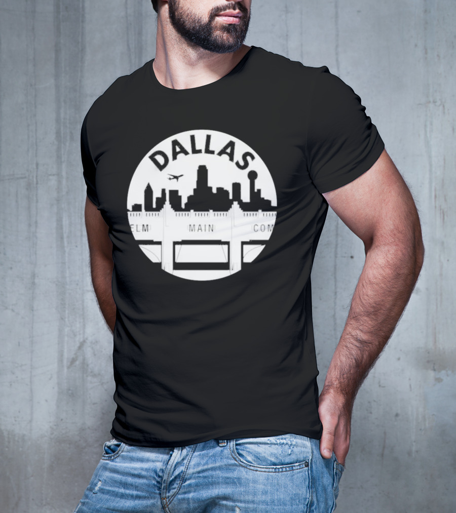 Triple Underpass Elm Main Commerce Dallas Skyline T-Shirt