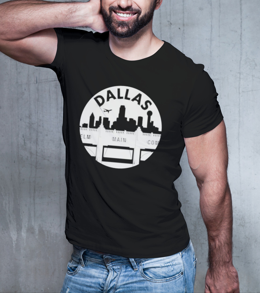 Triple Underpass Elm Main Commerce Dallas Skyline T-Shirt