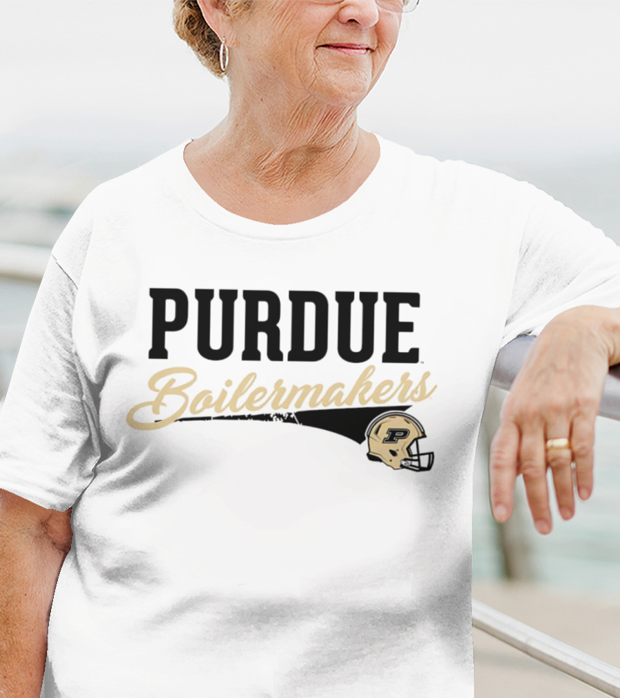 Purdue Boilermakers Script With Iconic Helmet T-Shirt