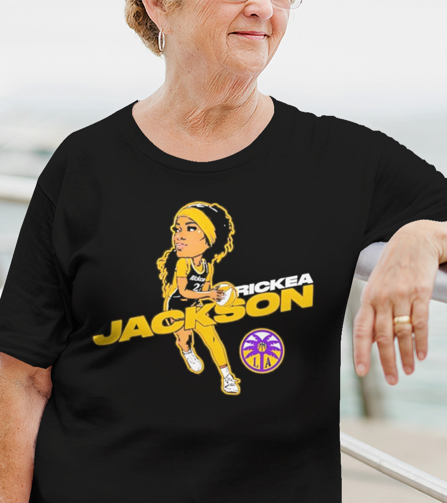 Rickea Jackson LA Basketball Player Icon In Yellow And Black T-Shirt