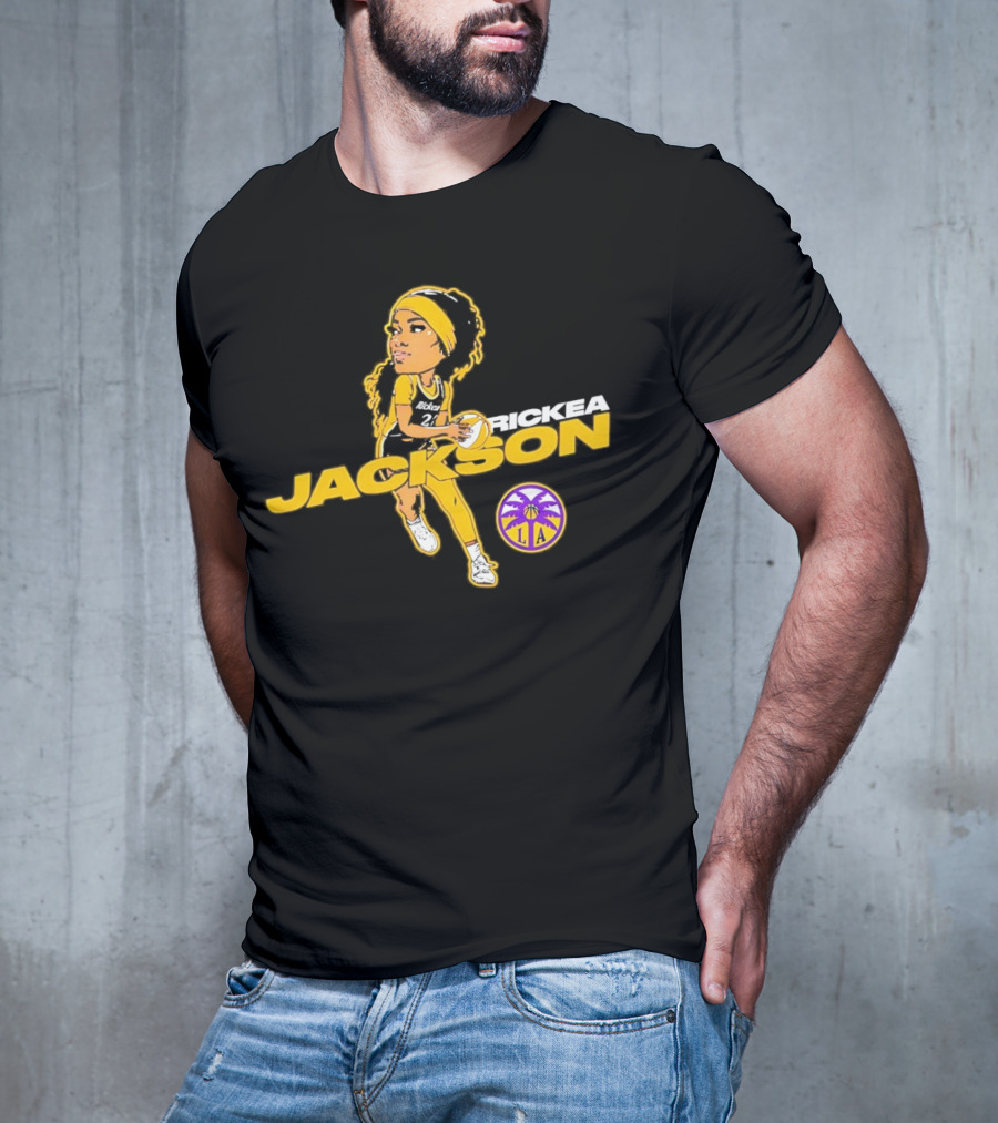 Rickea Jackson LA Basketball Player Icon In Yellow And Black T-Shirt