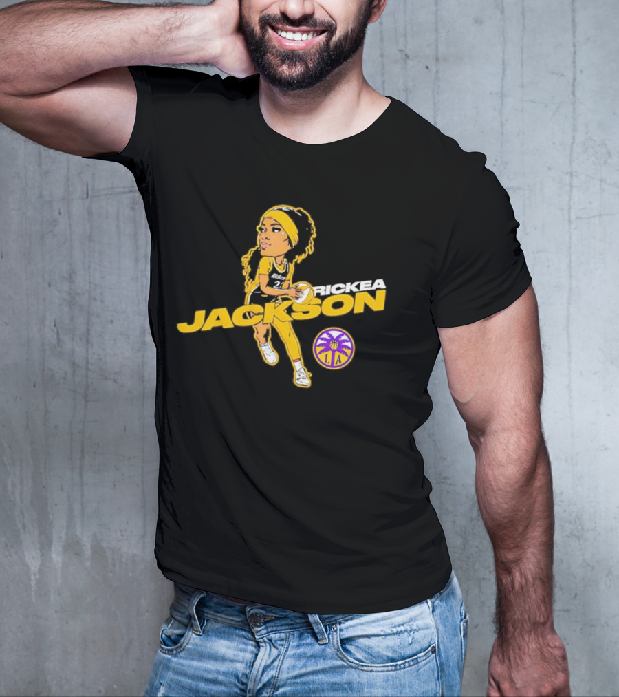 Rickea Jackson LA Basketball Player Icon In Yellow And Black T-Shirt