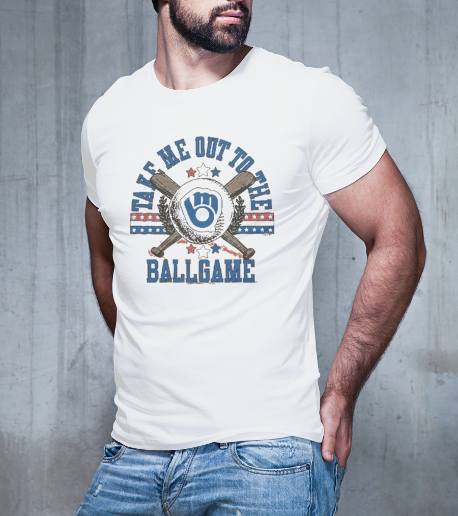 Milwaukee Brewers Take Me Out To The Ballgame Retro Baseball T-Shirt