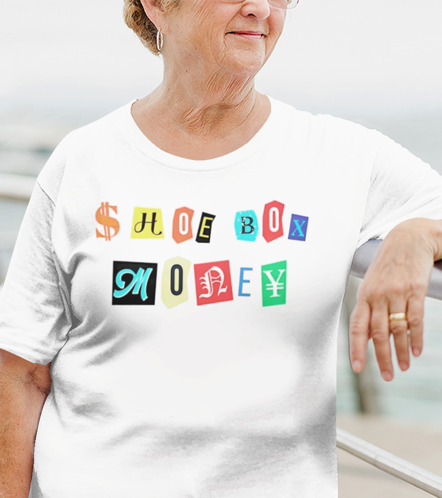 Channing Crowder Shoe Box Money Dollar Yen Lettering T-Shirt