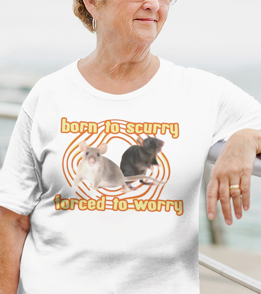 Born To Scurry Forced To Worry With Two Rats And Swirling Background T-Shirt