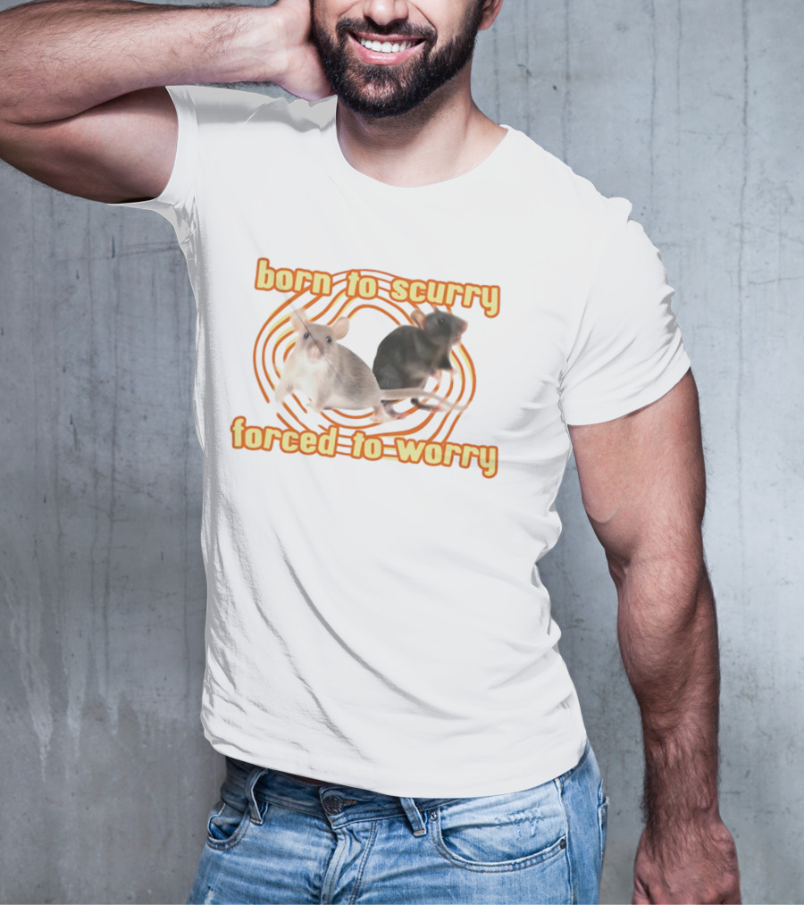 Born To Scurry Forced To Worry With Two Rats And Swirling Background T-Shirt