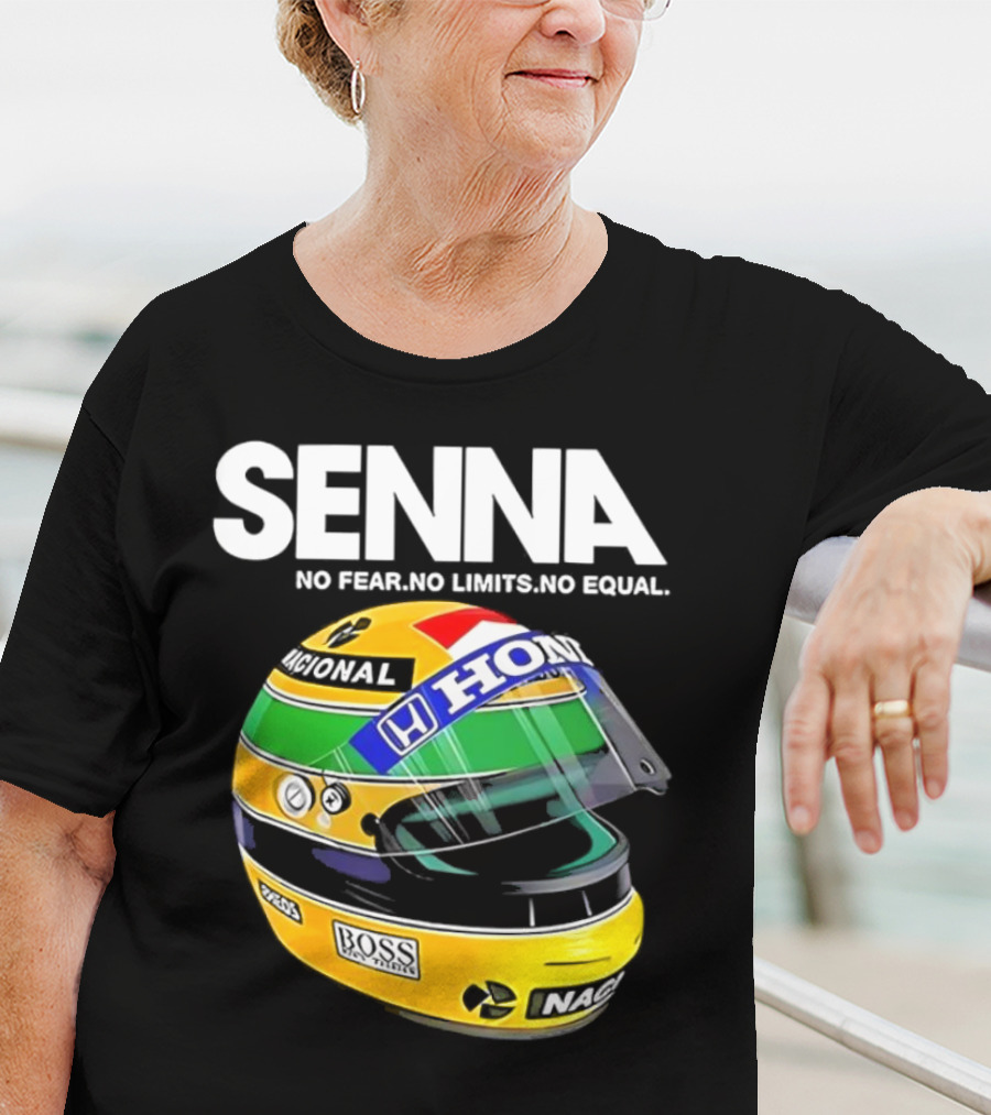 SENNA No Fear No Limits No Equal Honda Racing Helmet BOSS Nacional T-Shirt