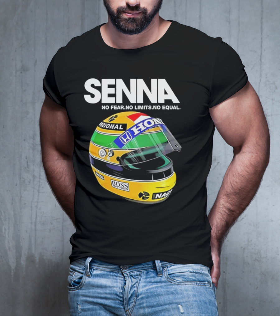 SENNA No Fear No Limits No Equal Honda Racing Helmet BOSS Nacional T-Shirt