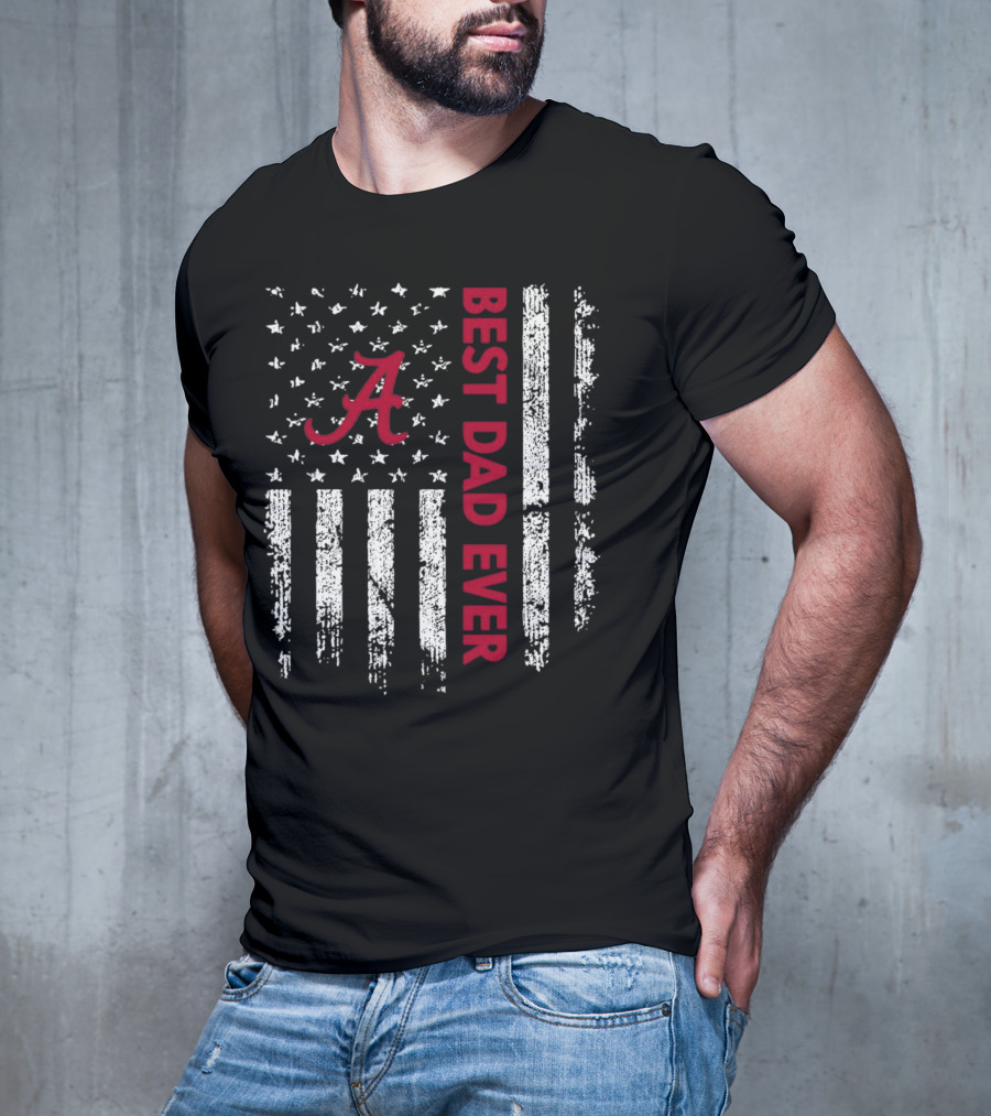 Alabama Crimson Tide Best Dad Ever American Flag T-Shirt