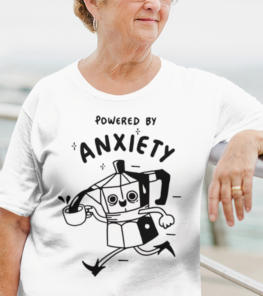 Kazisvet Powered By Anxiety Energetic Coffee Pot Cartoon T-Shirt