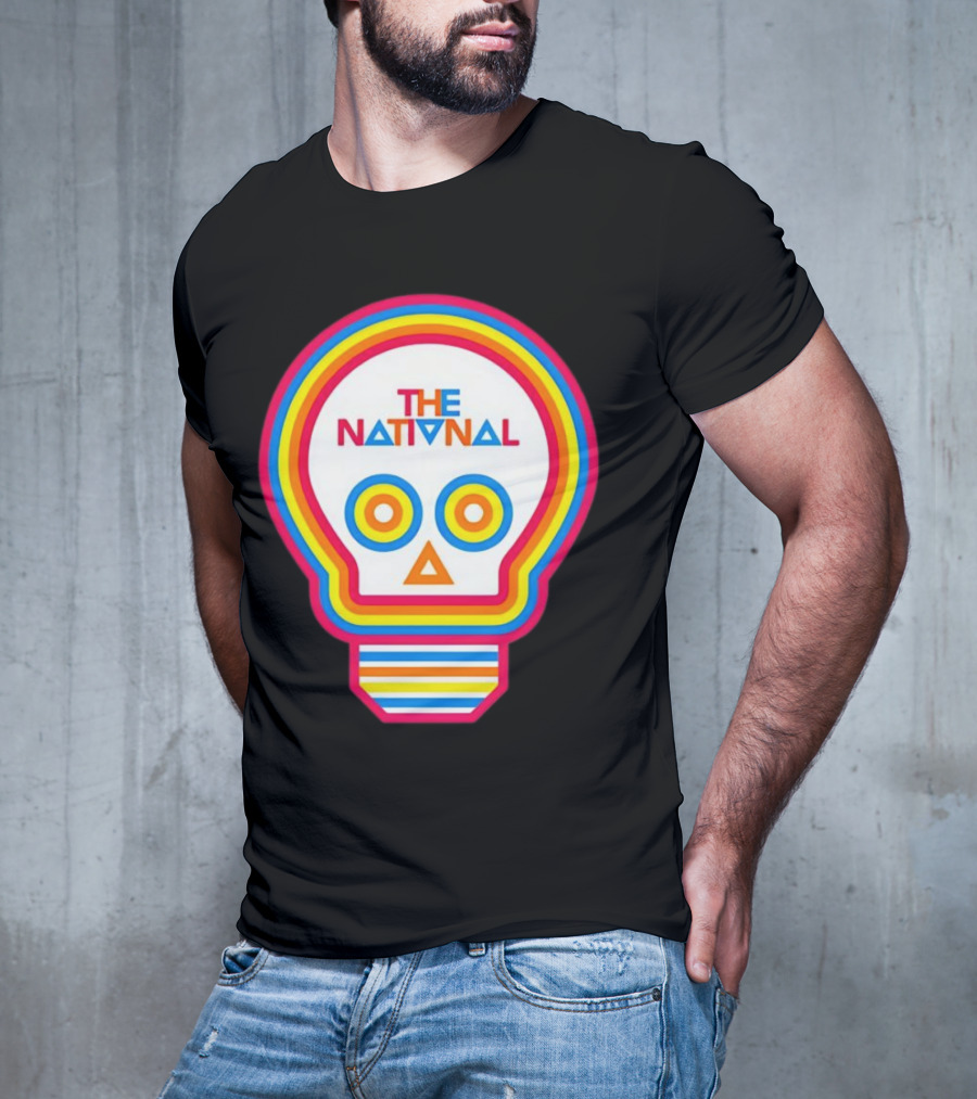The National Lightbulb Skull Retro Rainbow T-Shirt