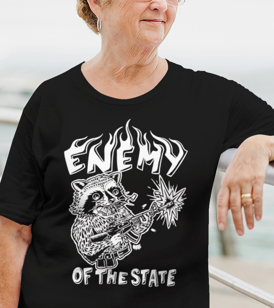 Enemy Of The State Raccoon With Gun Olafh Ace T-Shirt