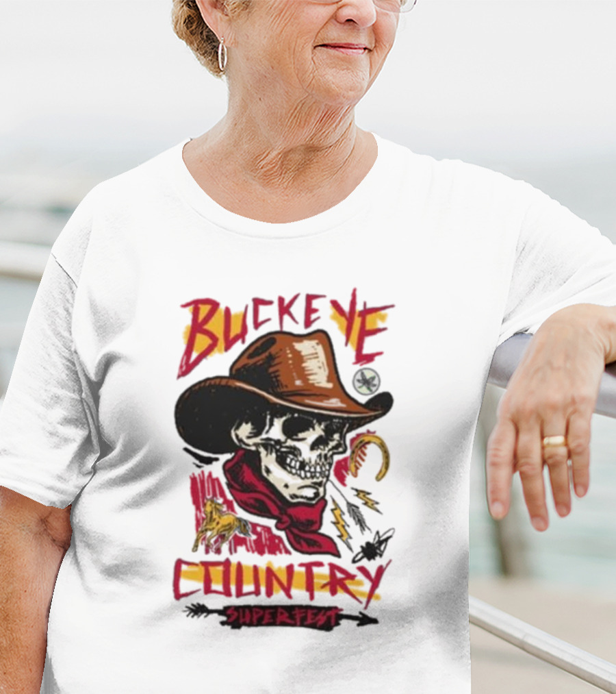 Buckeye Country Superfest Skeleton Cowboy With Horse And Lasso T-Shirt