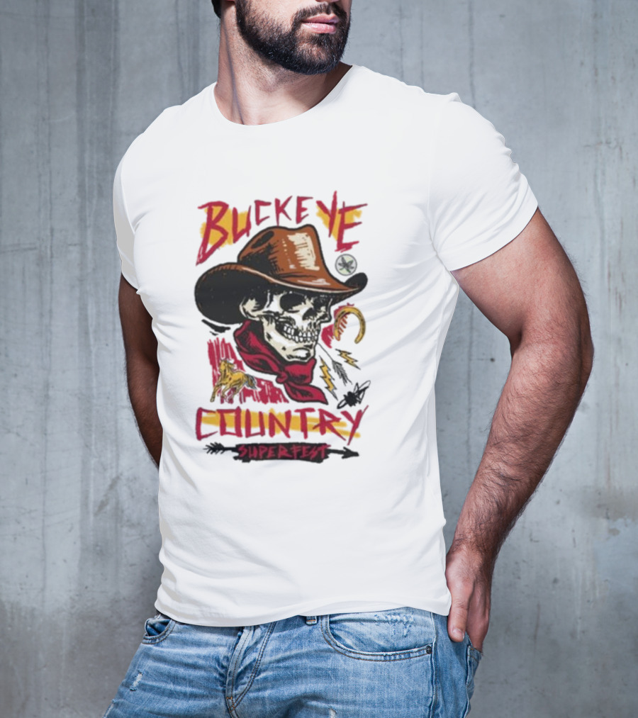 Buckeye Country Superfest Skeleton Cowboy With Horse And Lasso T-Shirt