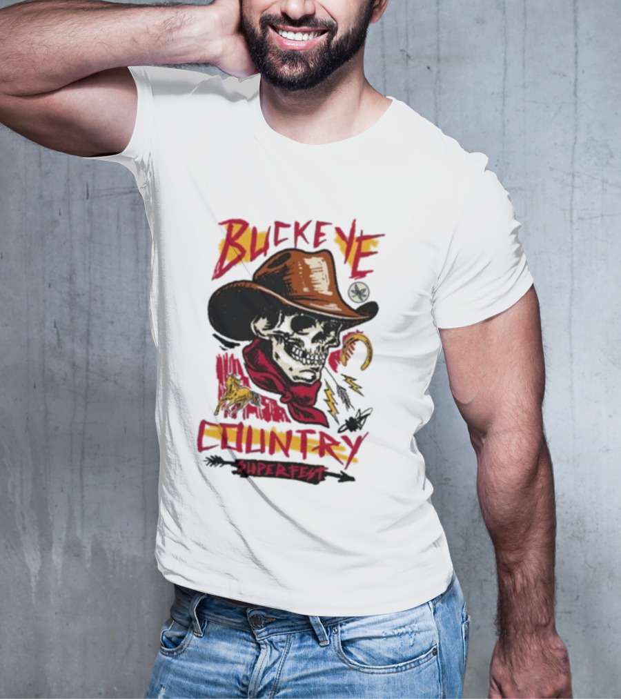 Buckeye Country Superfest Skeleton Cowboy With Horse And Lasso T-Shirt