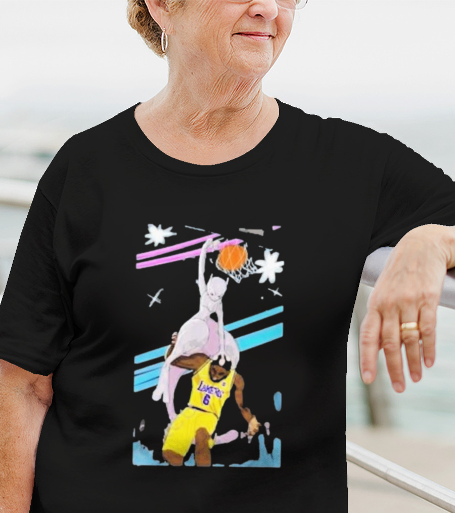 Mewtwo Dunking On Lakers Basketball Star Lebron James T-Shirt
