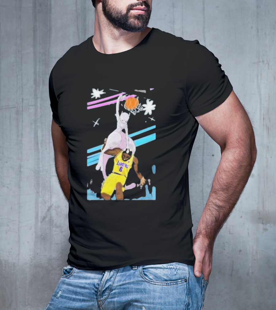 Mewtwo Dunking On Lakers Basketball Star Lebron James T-Shirt