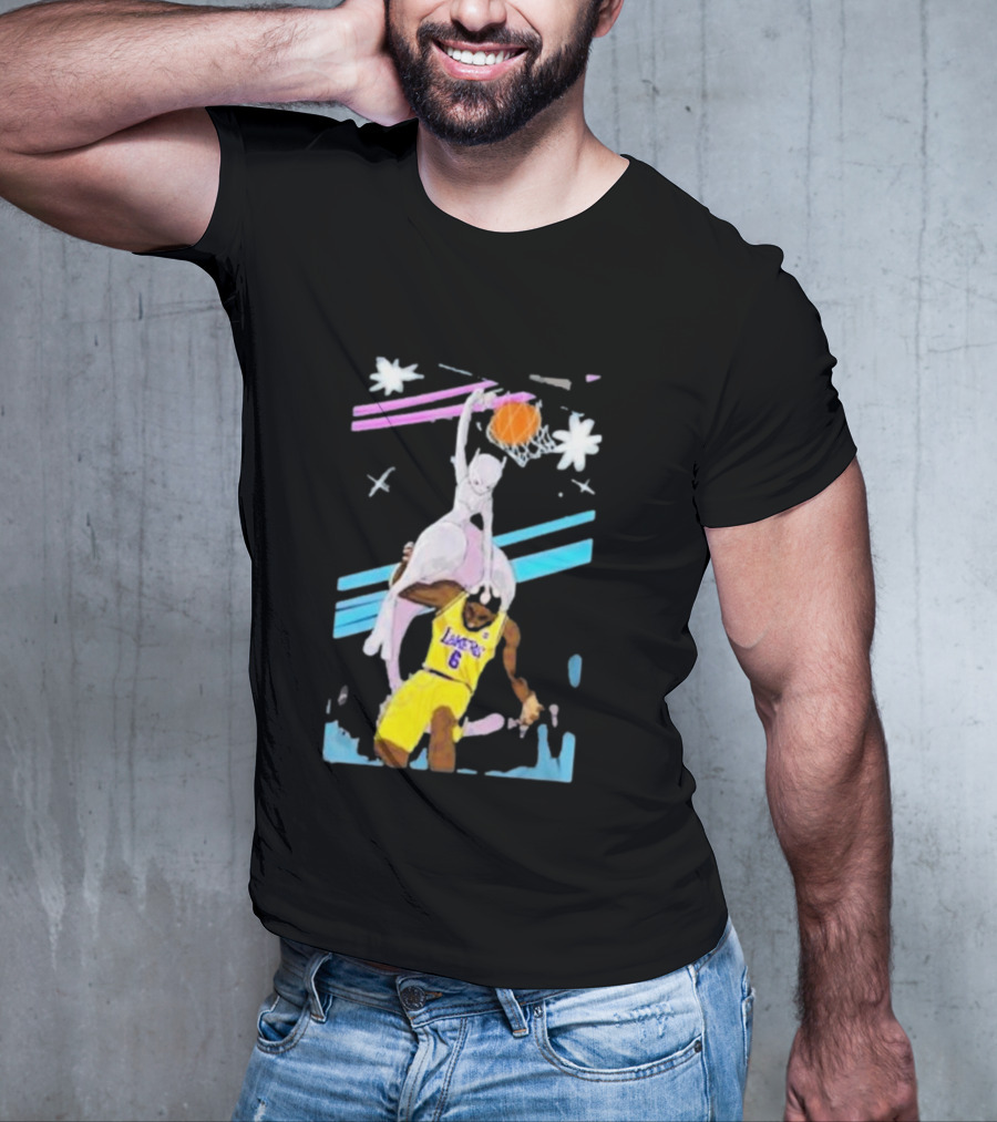 Mewtwo Dunking On Lakers Basketball Star Lebron James T-Shirt