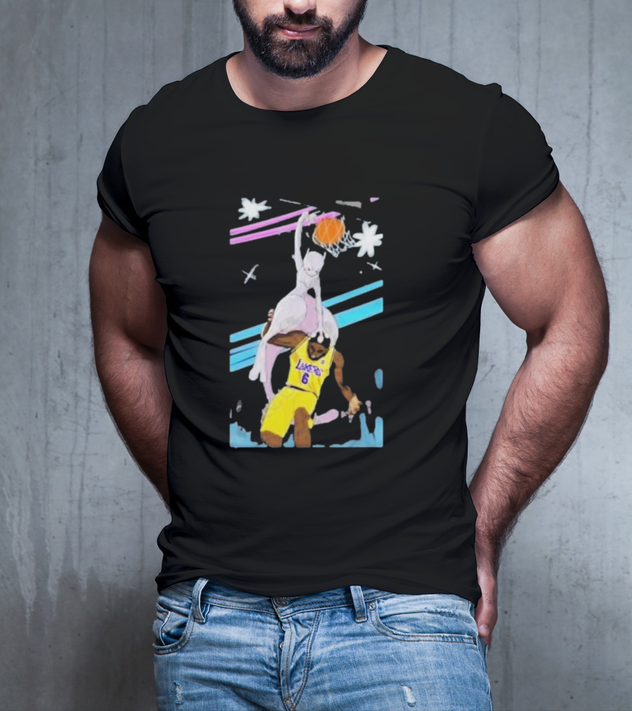 Mewtwo Dunking On Lakers Basketball Star Lebron James T-Shirt