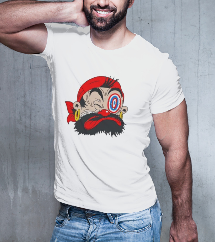 Popeye The Sailor Man Bluto Sindbad Face Close-Up Red Bandana Gold Earrings T-Shirt