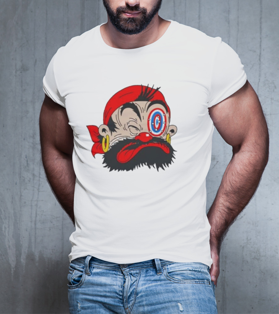 Popeye The Sailor Man Bluto Sindbad Face Close-Up Red Bandana Gold Earrings T-Shirt