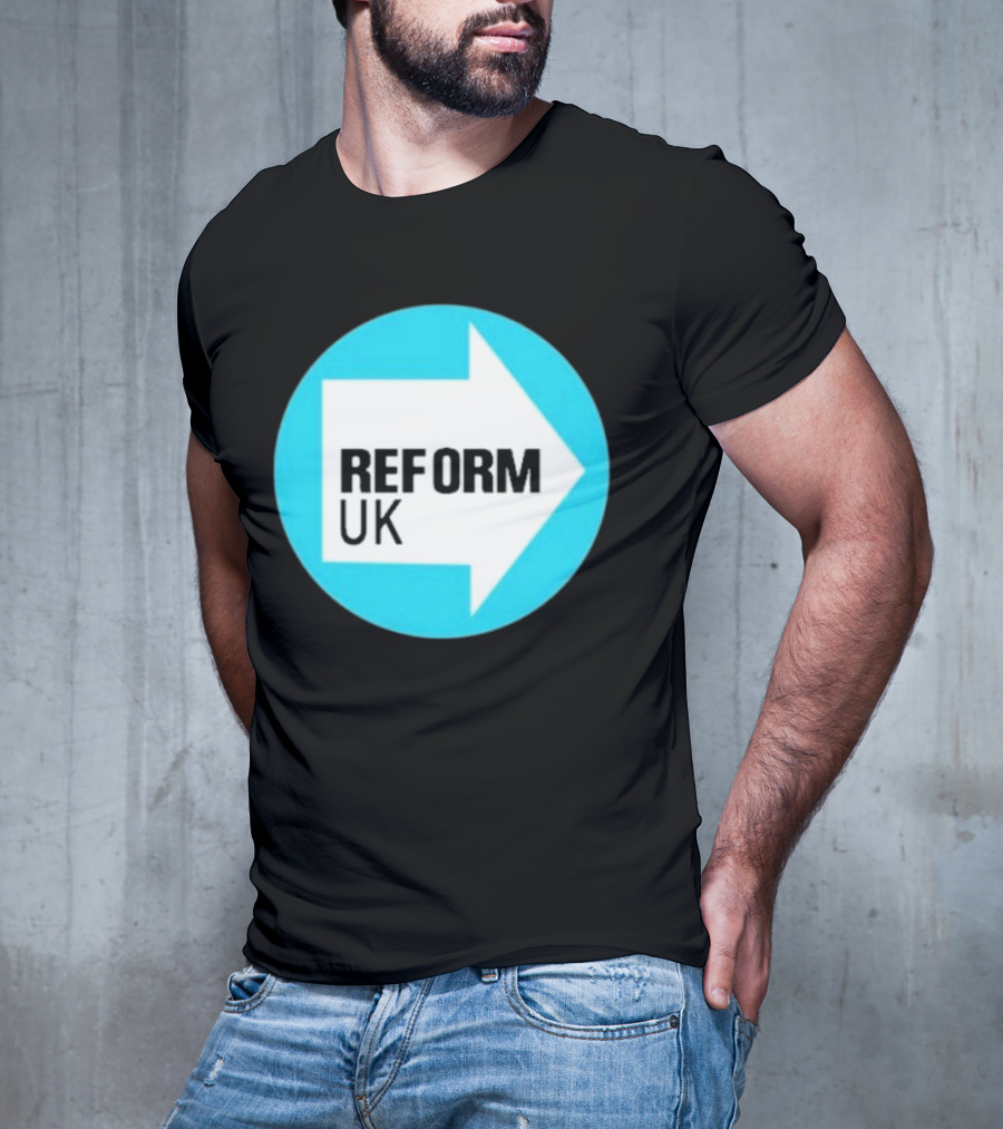 Reform UK Arrow Symbol Blue Circle T-Shirt