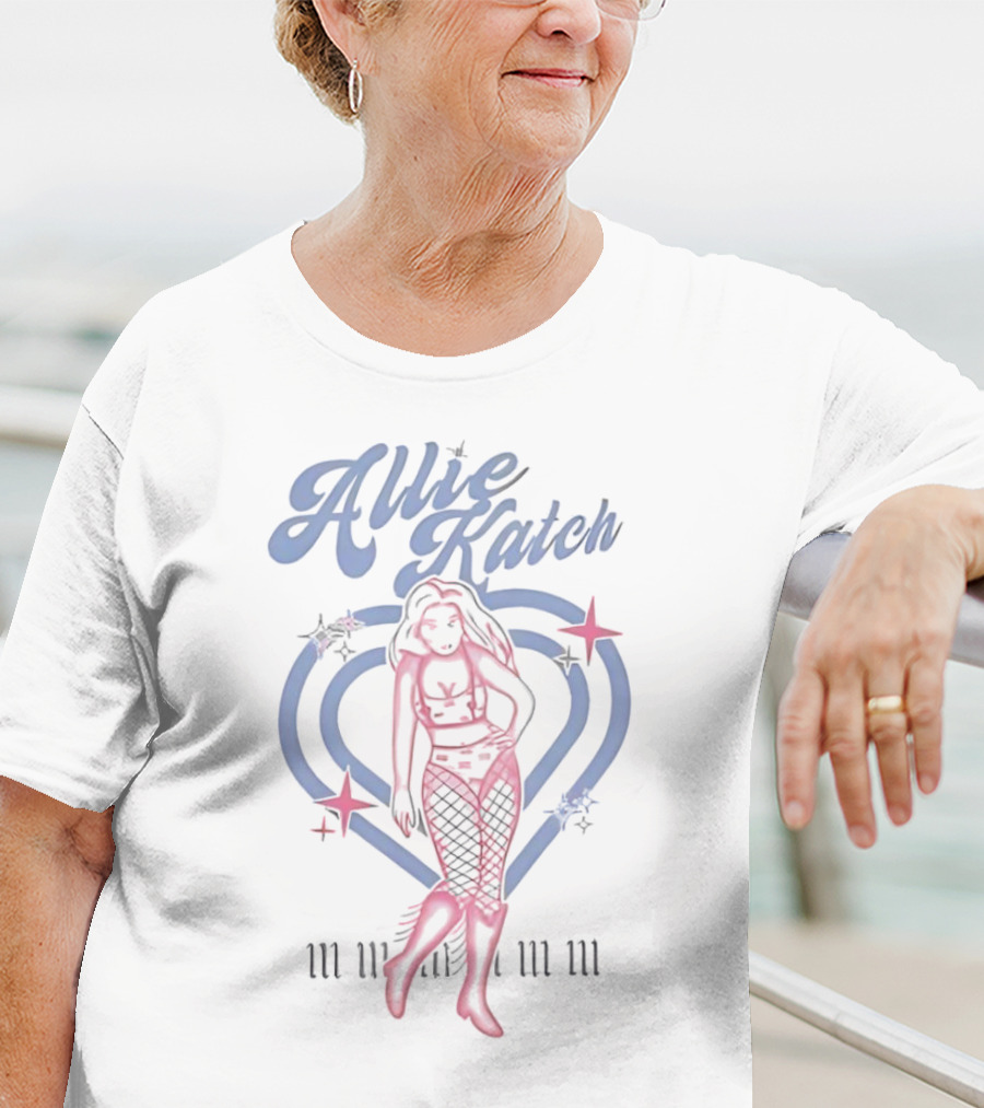 Allie Katch Wrestling Heart Silhouette With Star Accents T-Shirt