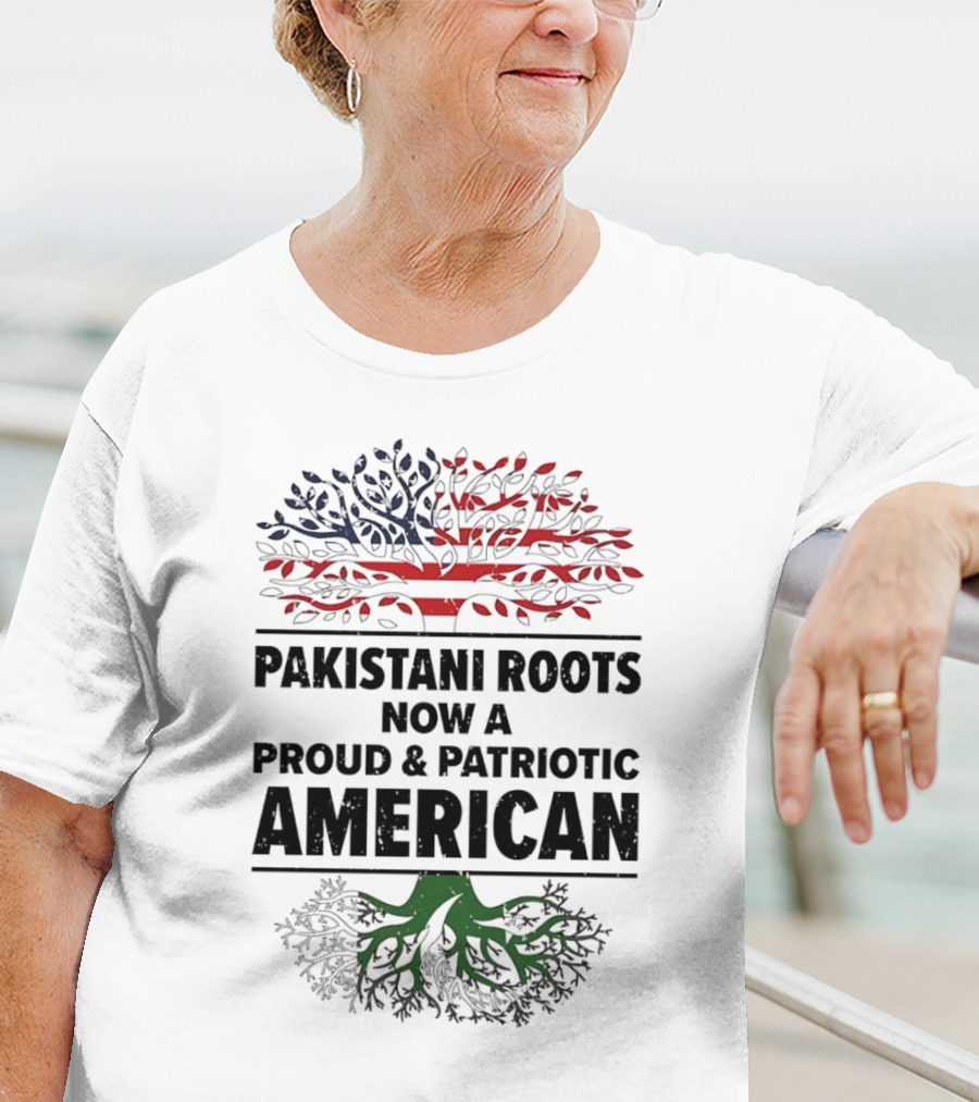Pakistani Roots With Proud Patriotic American Flag Symbolism T-Shirt