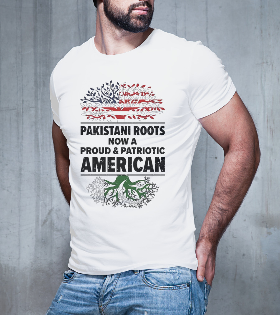 Pakistani Roots With Proud Patriotic American Flag Symbolism T-Shirt