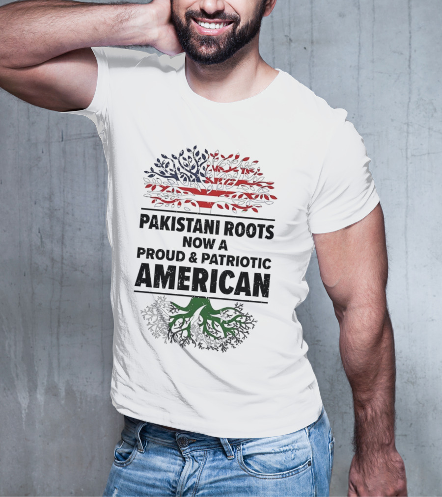 Pakistani Roots With Proud Patriotic American Flag Symbolism T-Shirt