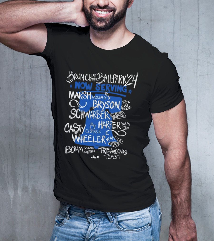 Brunch At The Ballpark 24 Now Serving Marshmosa Bryson Schwarber Bohm Avocado Toast Wheeler Waffles Harper Ham T-Shirt