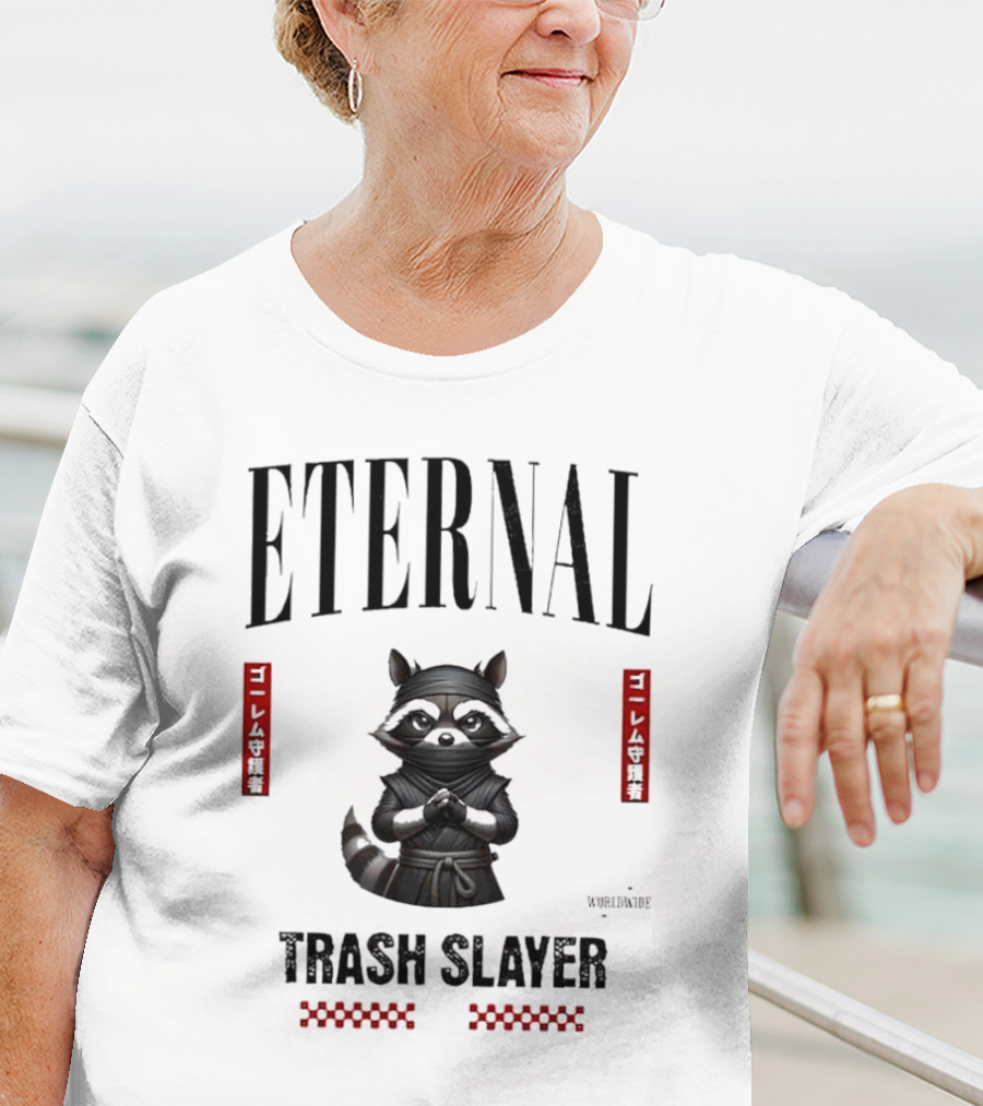 Eternal Ninja Trash Slayer Worldwide Raccoon T-Shirt
