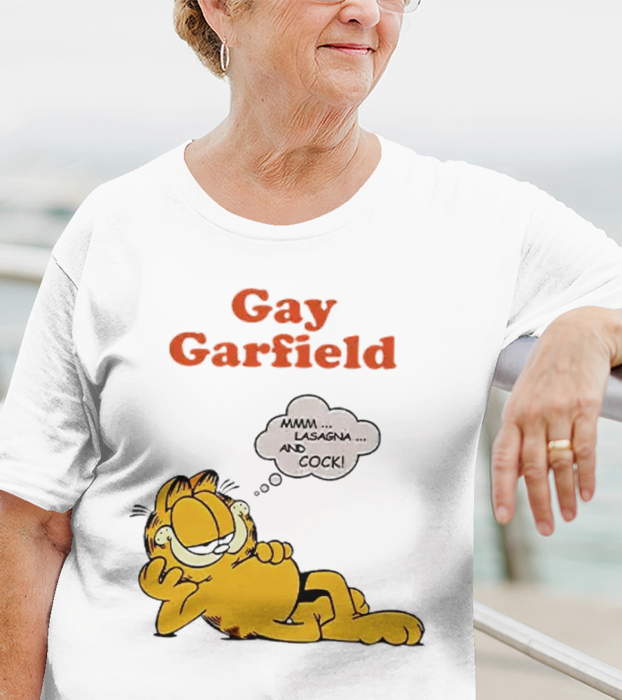 Gay Garfield Mmm Lasagna And Cock Meme T-Shirt