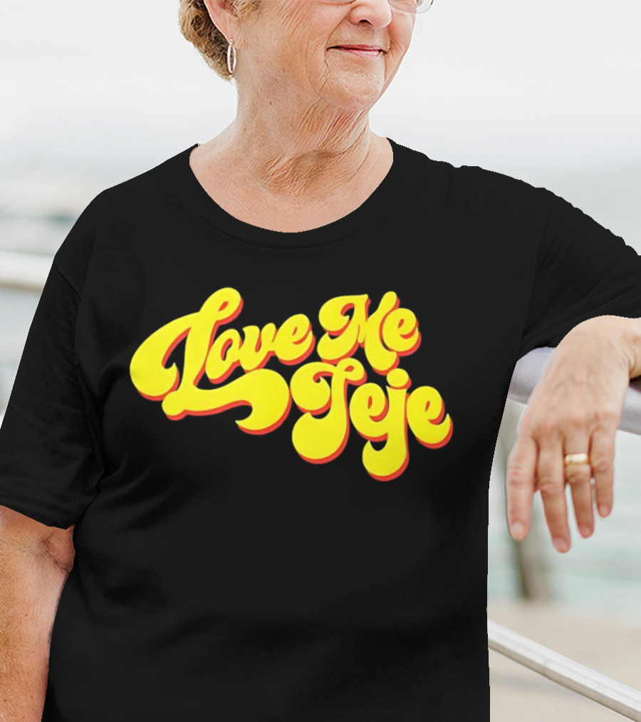 Love Me Jeje Retro Style Text Yellow And Red Groovy Font T-Shirt