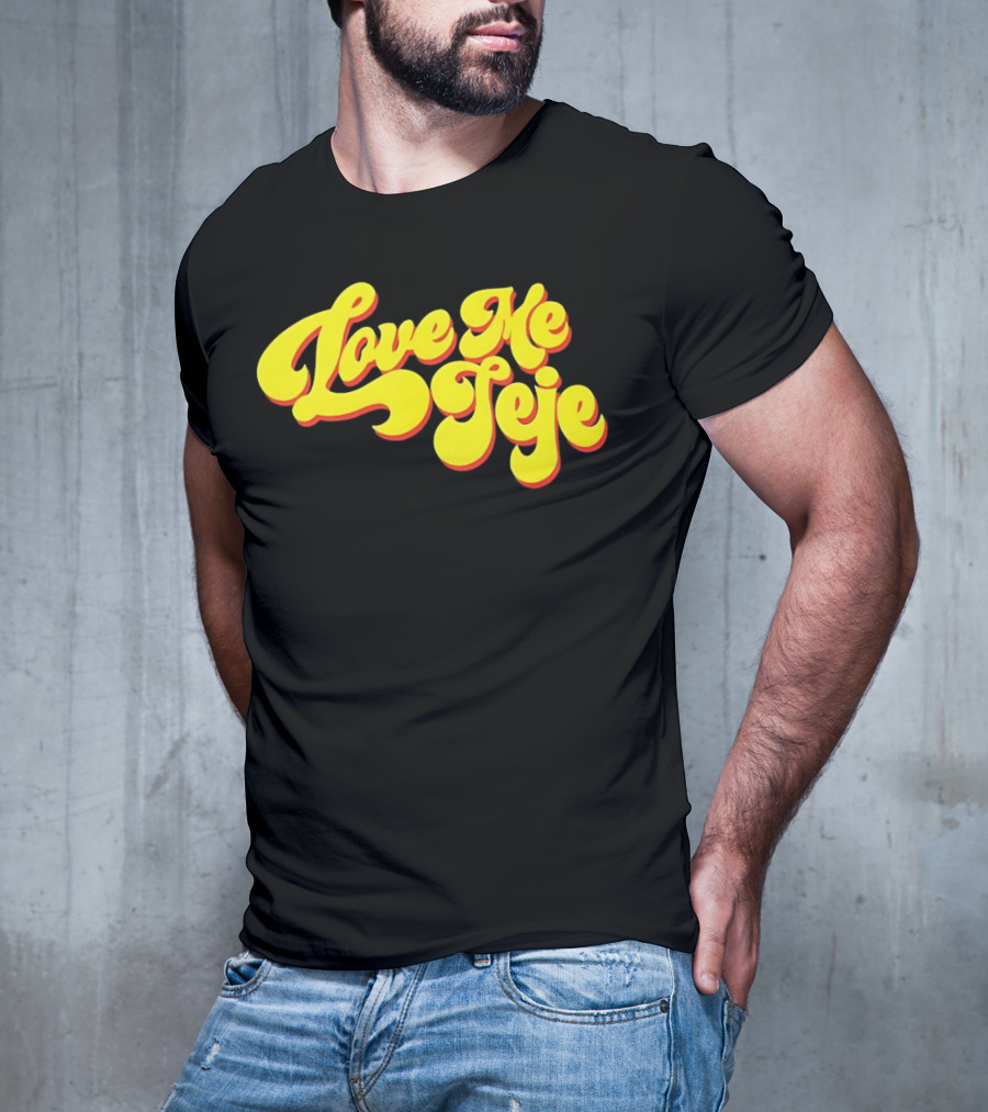 Love Me Jeje Retro Style Text Yellow And Red Groovy Font T-Shirt
